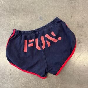 Vintage Y2K American Apparel Fun Bum Mini Booty Navy Red Shorts Medium